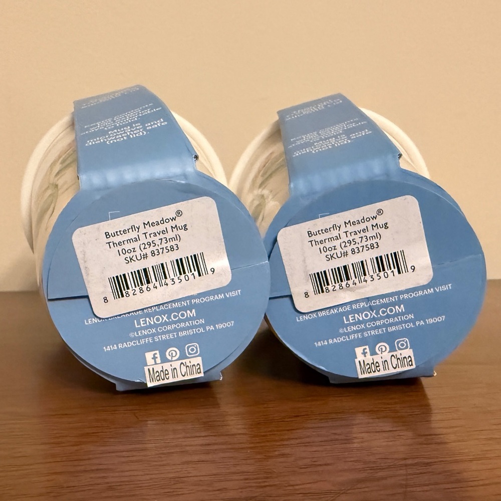 Set of 2: LENOX Butterfly Meadow Thermal Travel Mug, 10 oz Each, Silicone Lid - Picture 6 of 7